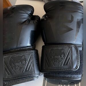 Venum Men's Black Training Boxing Gloves with Velcro Wrist Strap